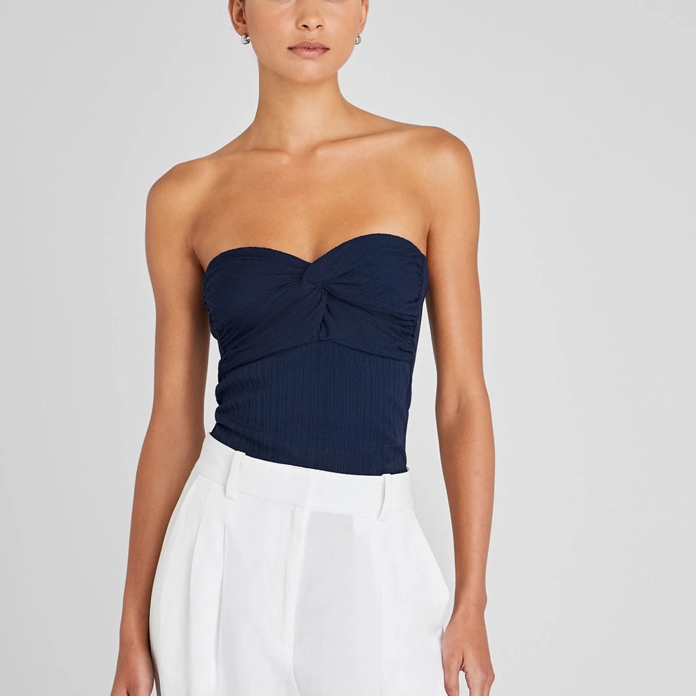 Club Monaco plissé bustier top blue NWT medium sweetheart strapless
